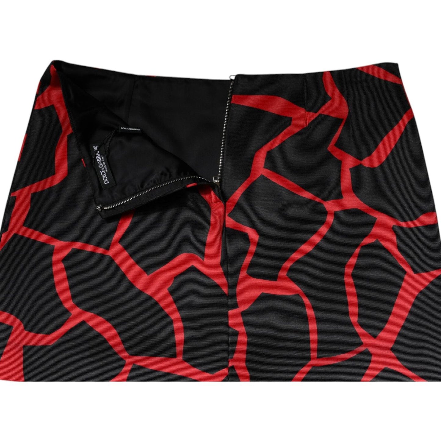 Dolce & Gabbana Black Red Abstract Mid Waist A-line Mini Skirt SKI2044-42