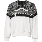 Dolce & Gabbana White Black Print Cotton Sweatshirt Sweater TSH90064-44