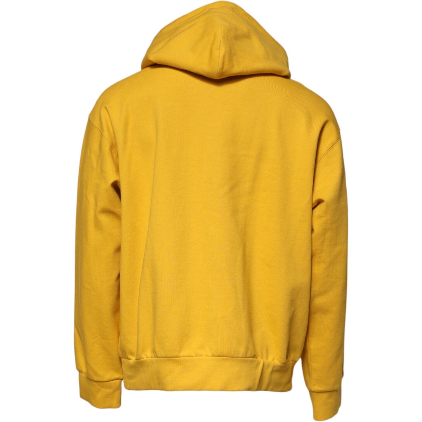 Dolce & Gabbana Yellow Logo Plaque Hooded Full Zip Sweater