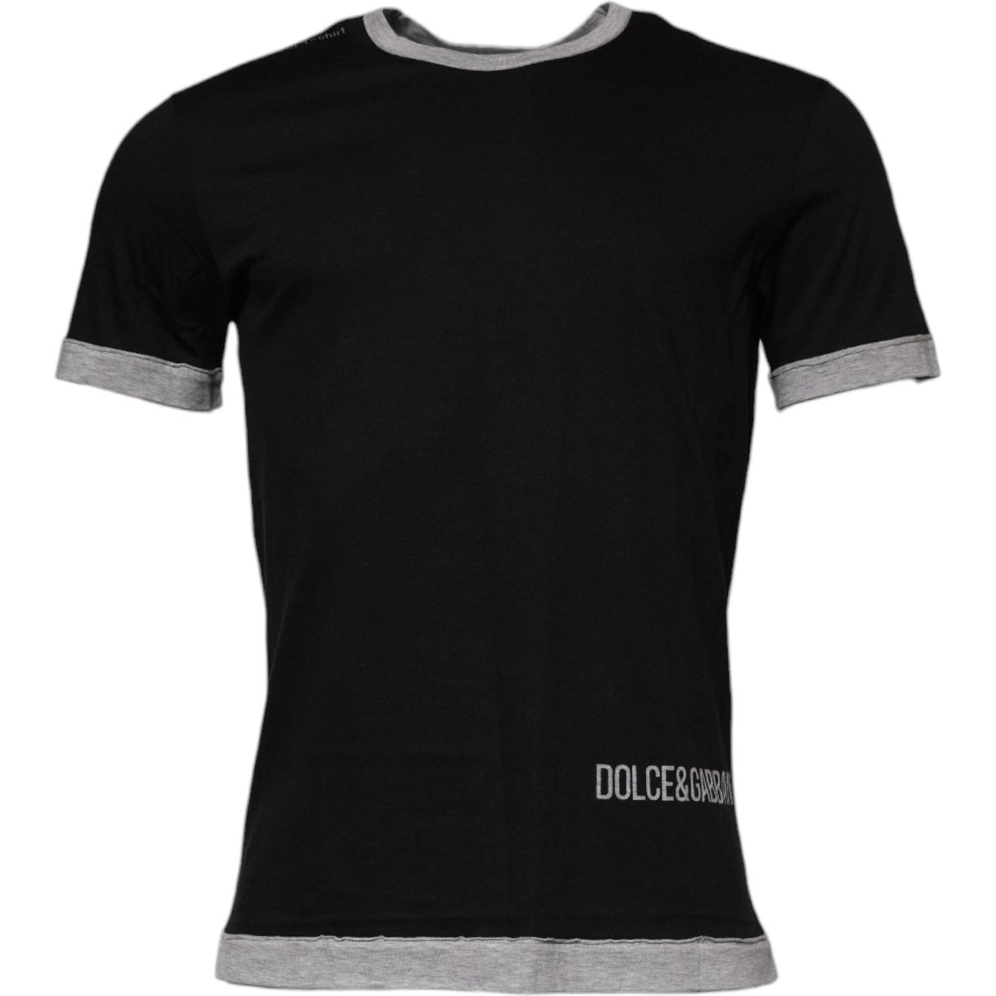 Dolce & Gabbana Black Logo Cotton Crew Neck Men Tee T-shirt