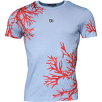 Dolce & Gabbana Light Blue Coral Cotton Men Crew Neck T-shirt