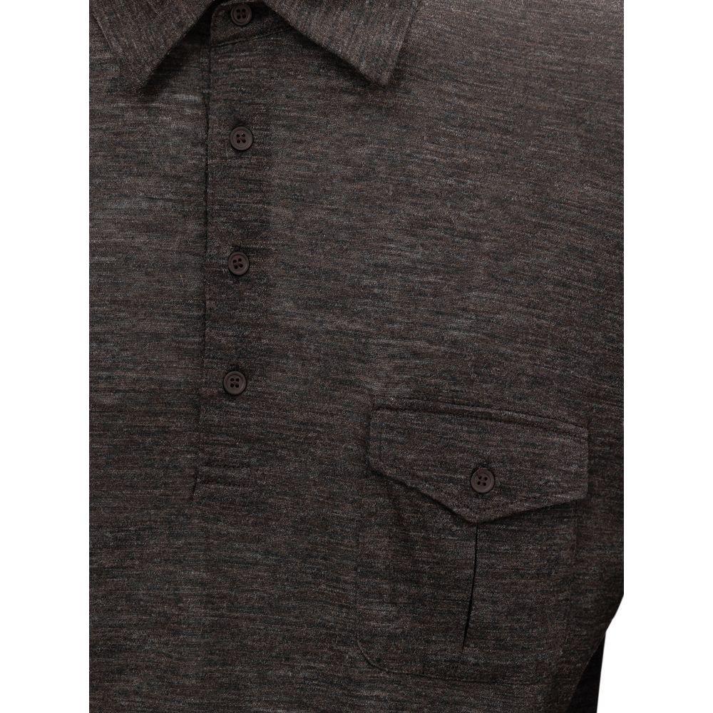Corneliani Gray Wool Polo Shirt