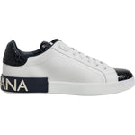 Dolce & Gabbana White Black Leather Portofino Sneaker Shoes MV7036-41