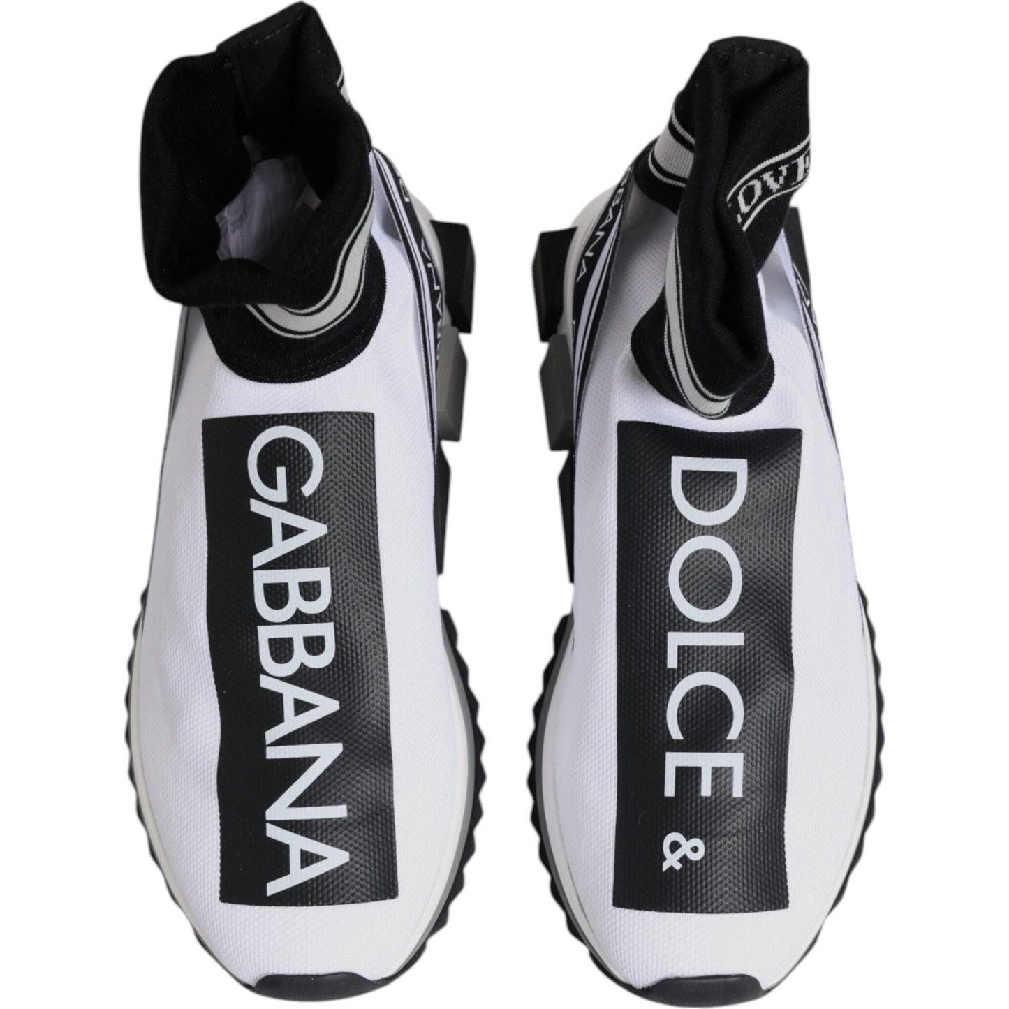 Dolce & Gabbana White Black Sorrento Socks Sneakers Shoes LA12445-36