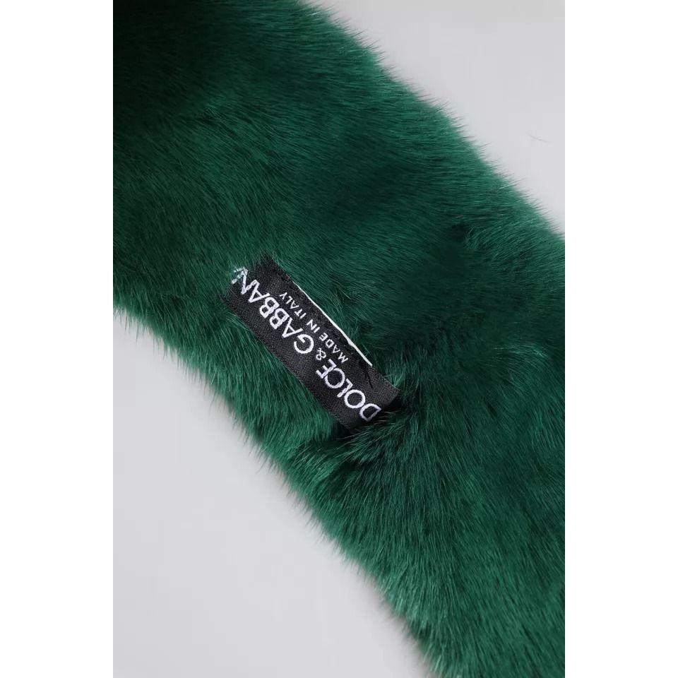 Dolce & Gabbana Green Mink Fur Collar Women Neck Wrap Scarf