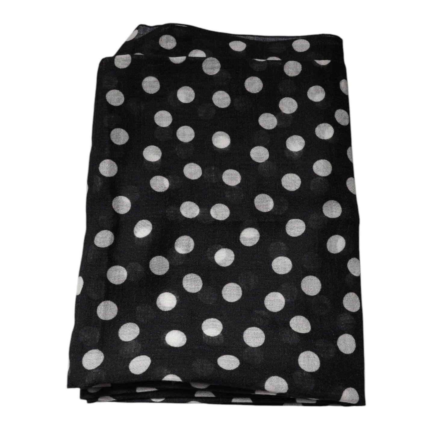 Dolce & Gabbana Black White Polka Dots Fringes Wrap Scarf MS7160