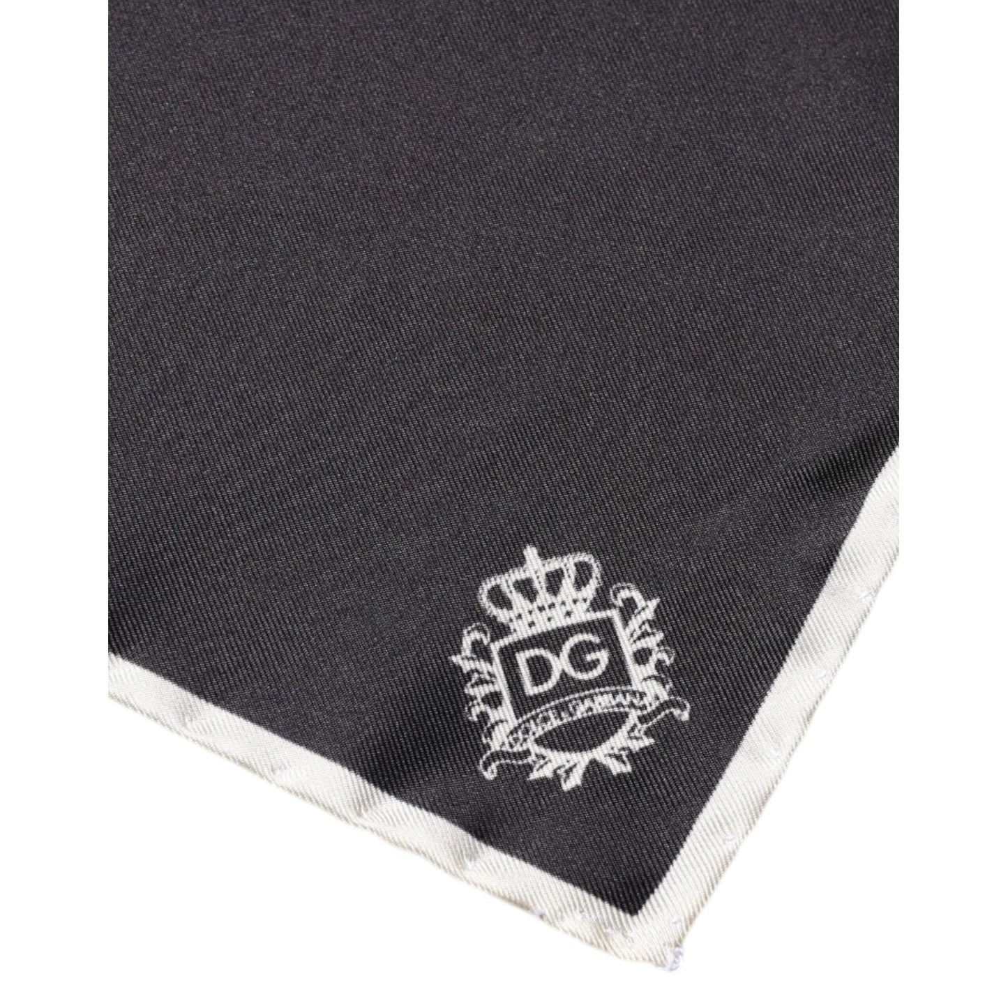 Dolce & Gabbana Black Crown Logo Square Handkerchief Scarf MS7296
