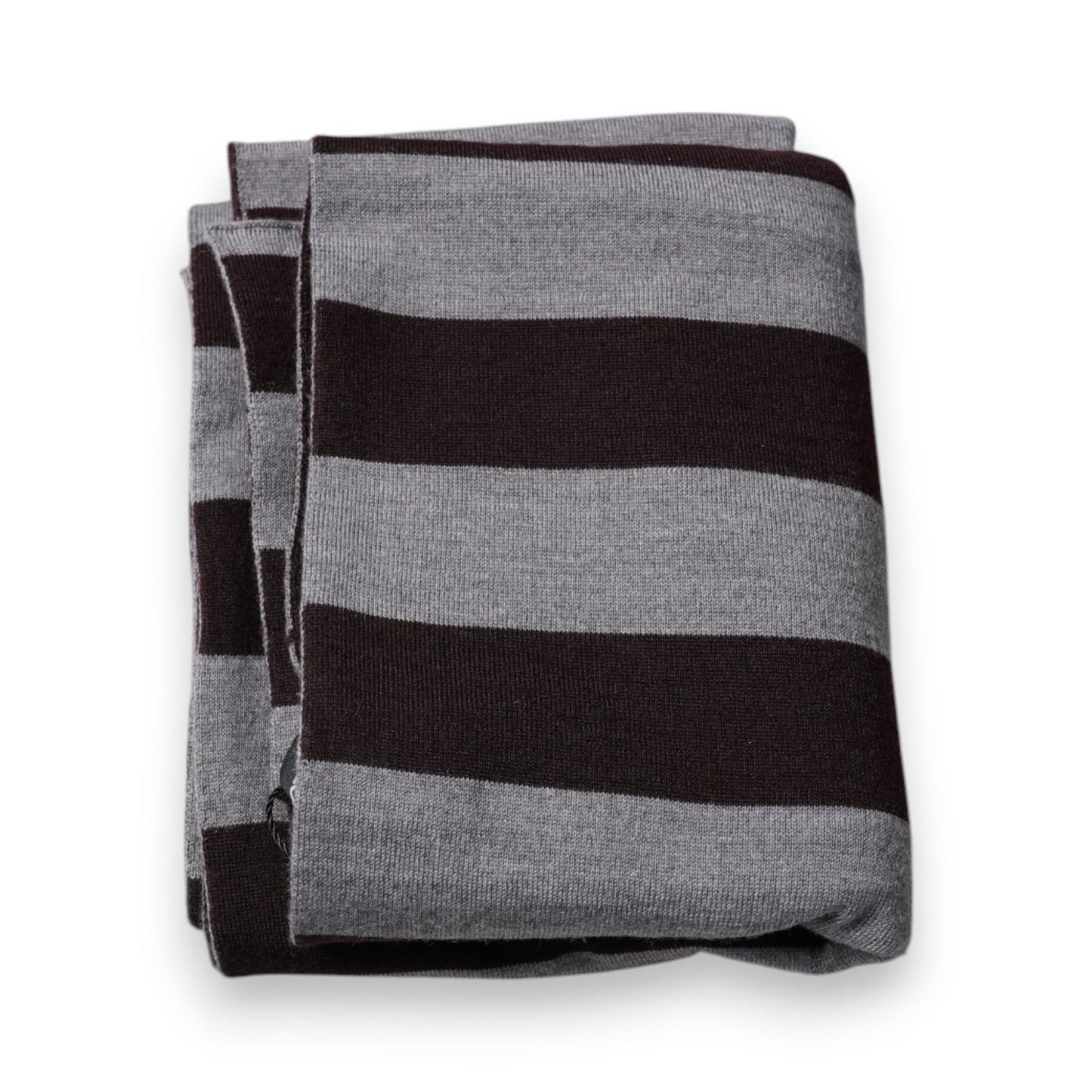 Dolce & Gabbana Black Gray Stripes Wool Neck Wrap Scarf MS7429