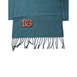 Dolce & Gabbana Blue Green Wool Fringes Wrap Shawl Scarf MS7433