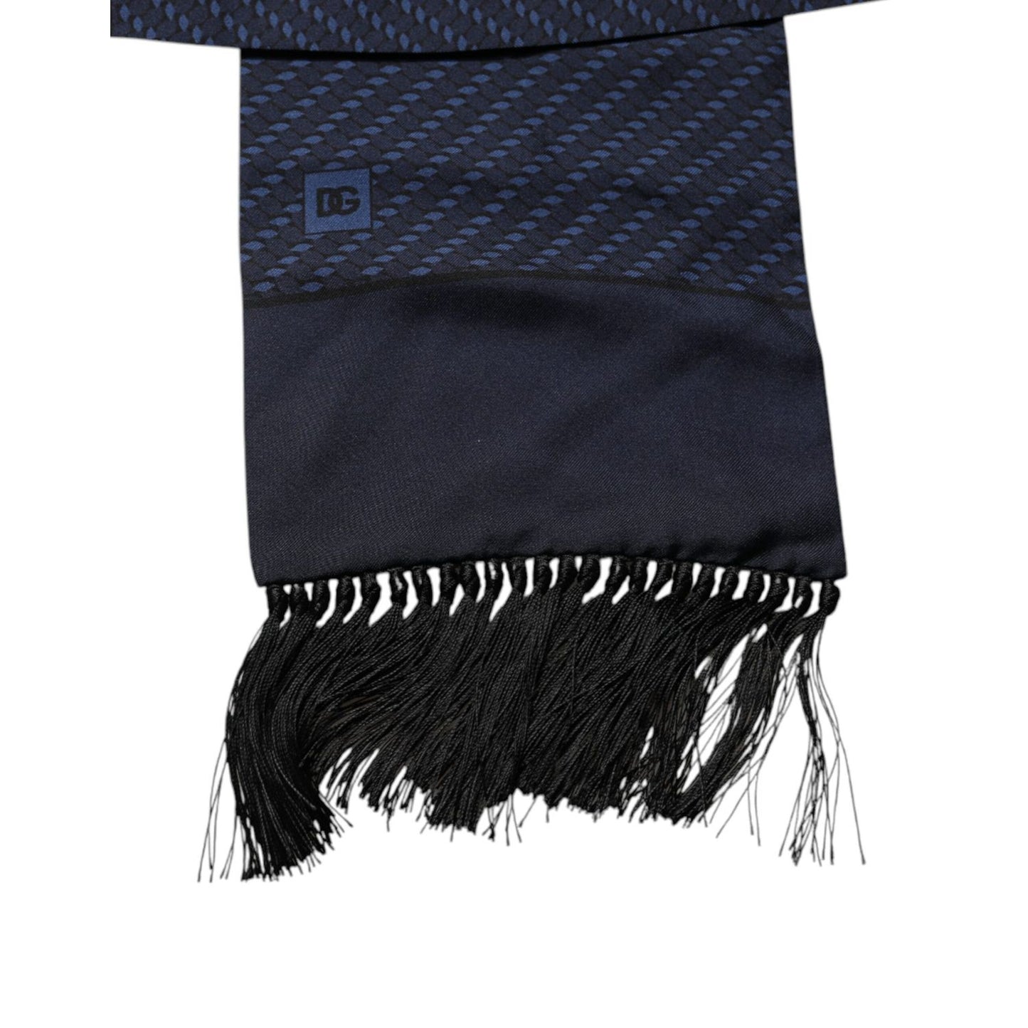 Dolce & Gabbana Dark Blue Fantasy Fringes Neck Wrap Scarf MS7441