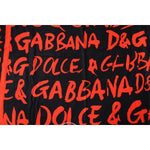 Dolce & Gabbana Black Red Logo Print Cotton Beach Towel MS7445