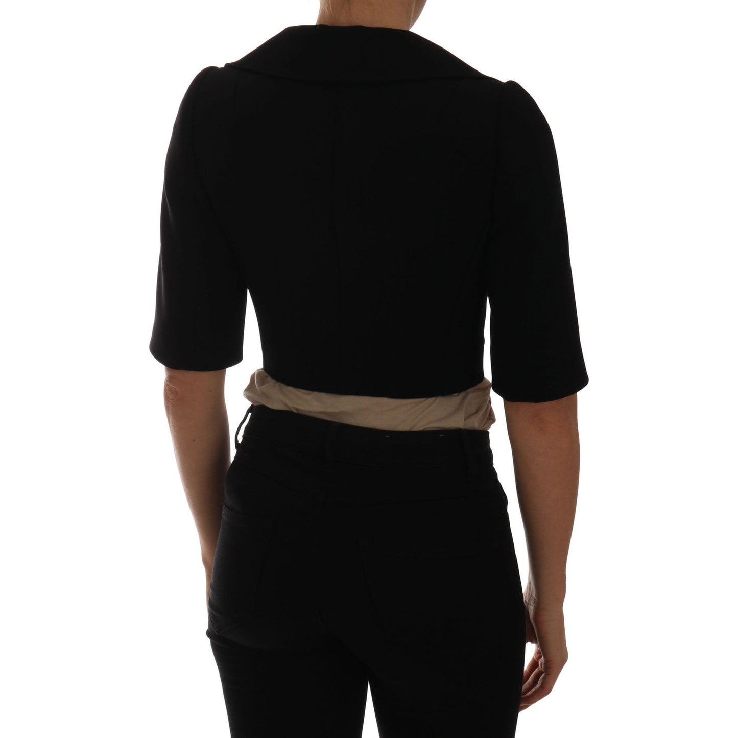 Dolce & Gabbana Black Short Croped Jacket Blazer TSH2409-36
