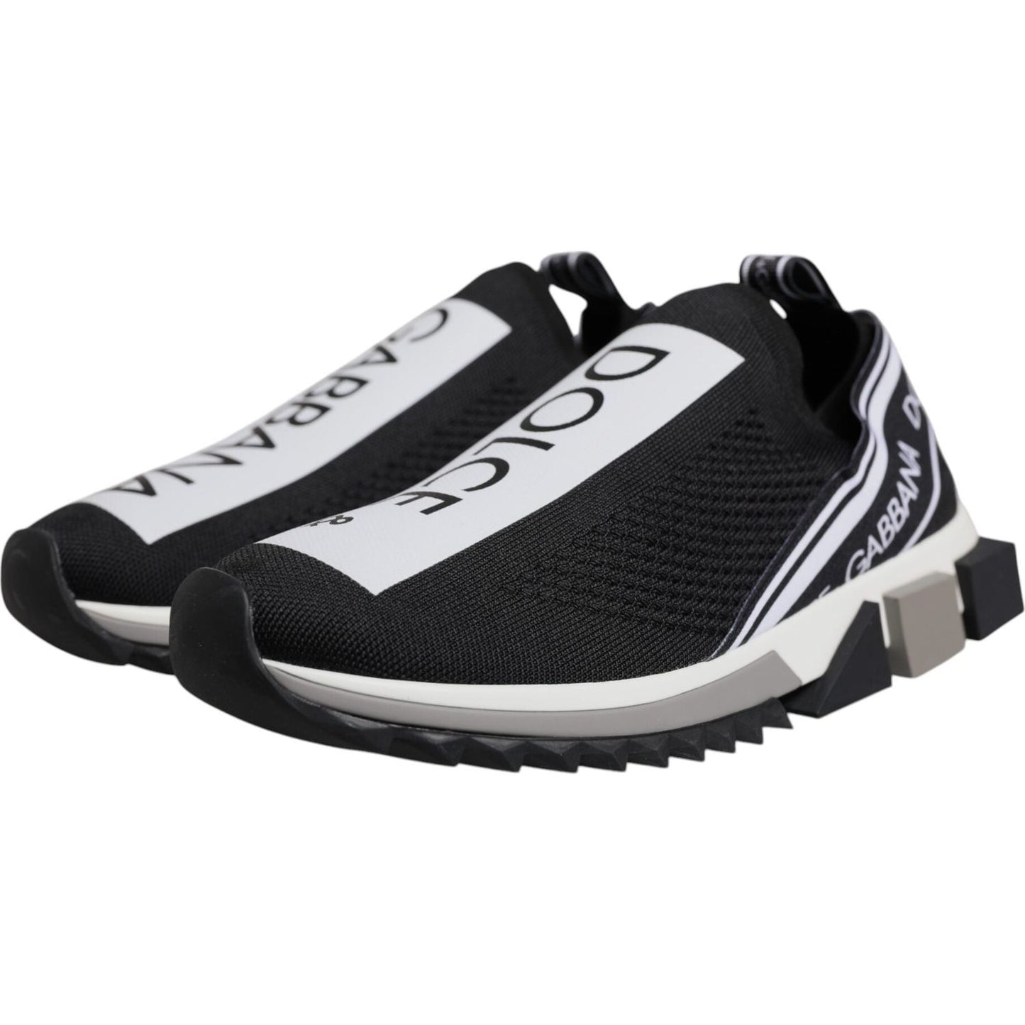 Dolce & Gabbana Black White Slip On Sorrento Sneakers Shoes MV7053-40