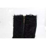 Dolce & Gabbana Black Xiangao Lamb Fur Leather Boots Shoes LA2101-36