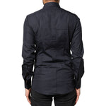 Dolce & Gabbana Dark Blue GOLD Cotton Long Sleeves Dress Shirt TSH83640-38