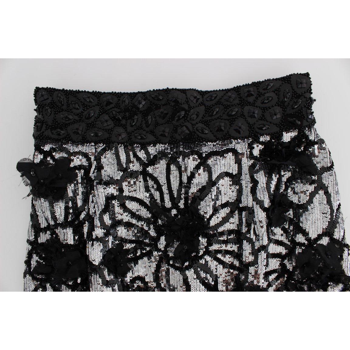 Dolce & Gabbana Black Crystal Sequined Mini Shorts SIG20108-1