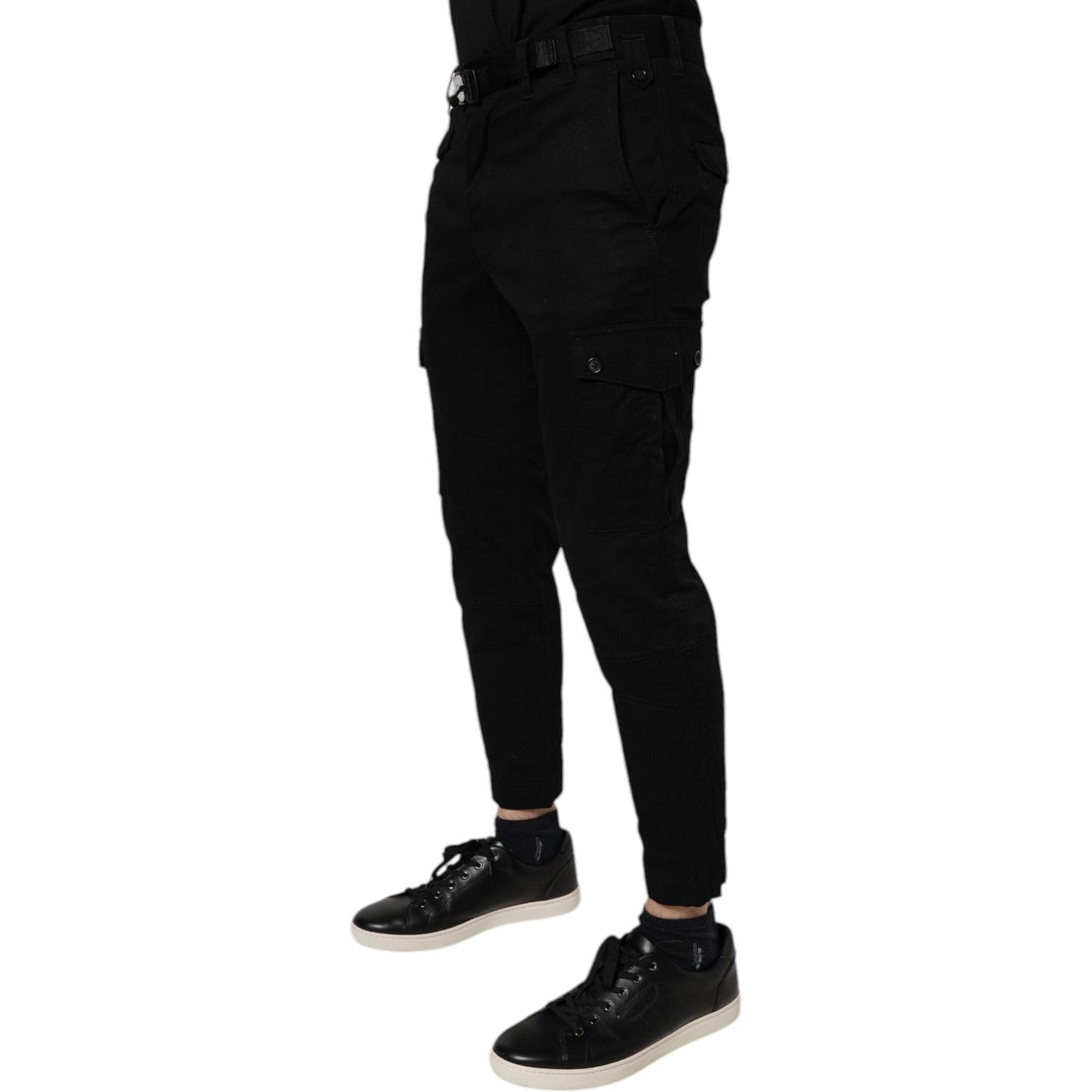 Dolce & Gabbana Black Cotton Stretch Skinny Cargo Denim Jeans
