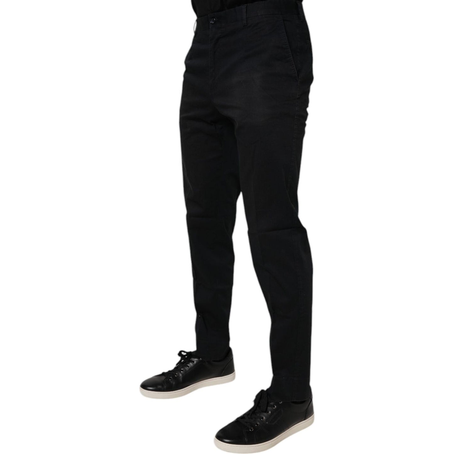 Dolce & Gabbana Black Cotton Stretch Skinny Dress Formal Pants