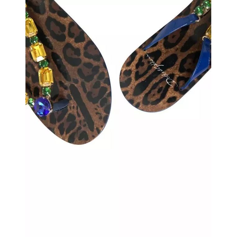 Dolce & Gabbana Blue Crystals Flats Sandals Beachwear Shoes LA9330-35