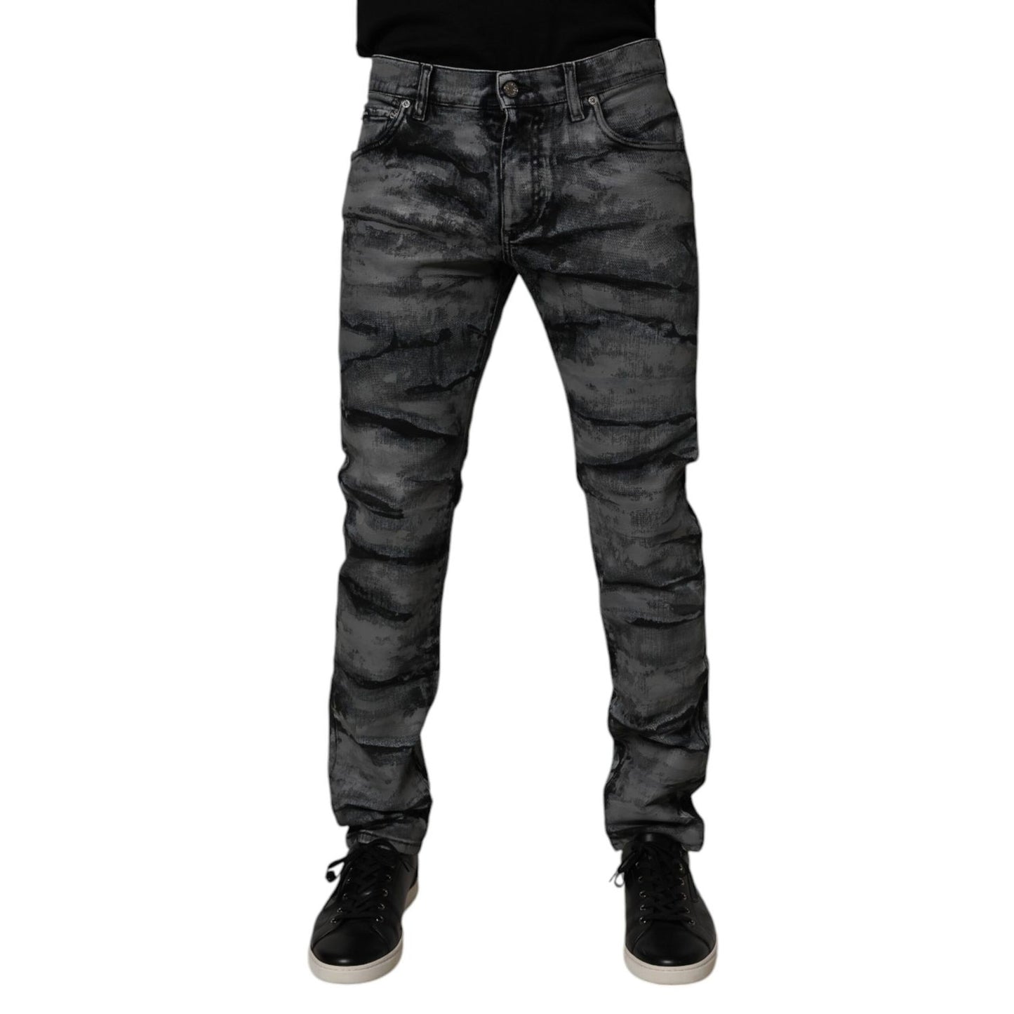 Dolce & Gabbana Gray Tie Dye Cotton Skinny Men Denim Jeans PAN75188-48