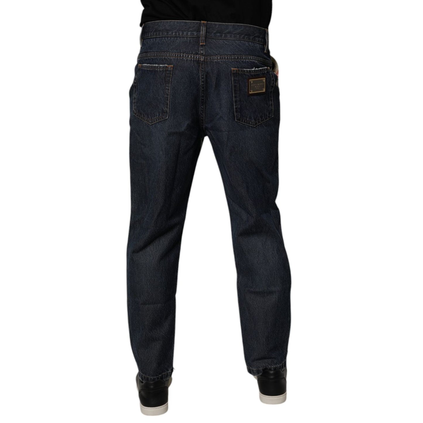 Dolce & Gabbana Beige Blue Floral Cotton Men Denim Jeans PAN75189-48