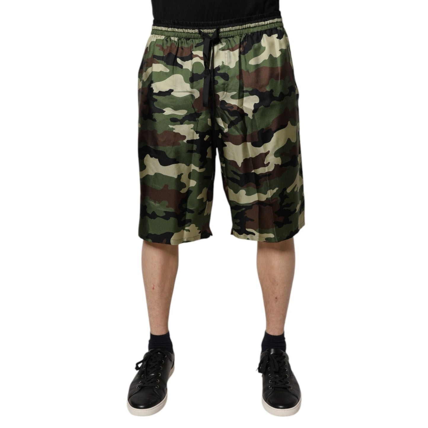 Dolce & Gabbana Multicolor Camouflage Silk Mid Waist Bermuda Shorts PAN75720-48