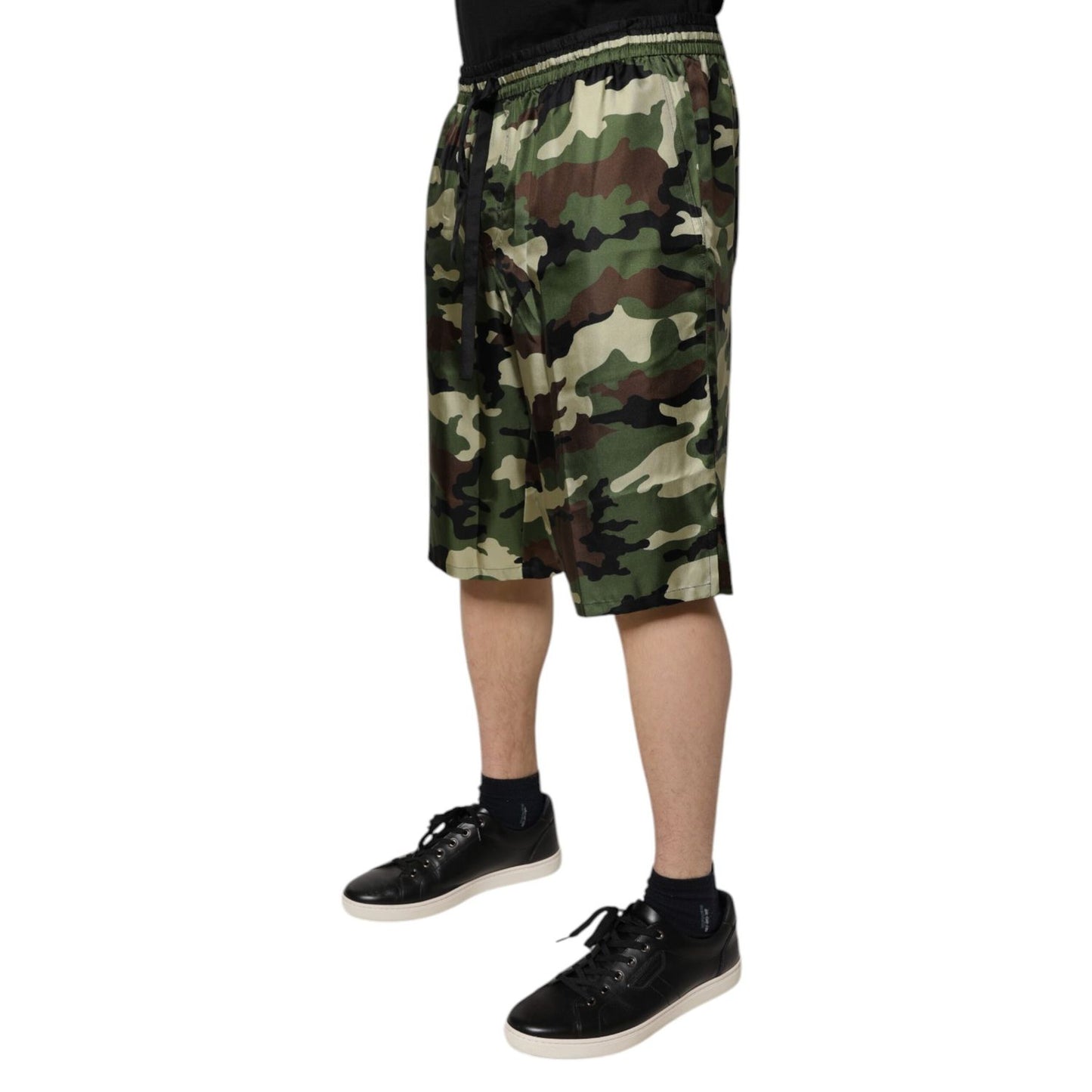 Dolce & Gabbana Multicolor Camouflage Silk Mid Waist Bermuda Shorts PAN75720-48