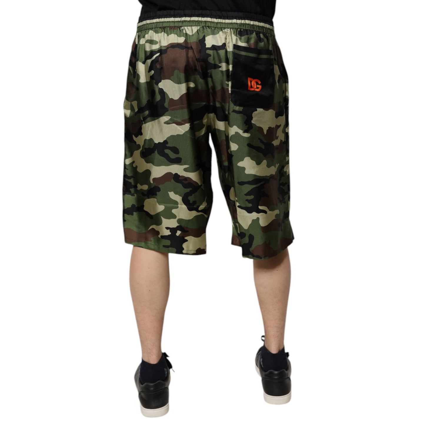 Dolce & Gabbana Multicolor Camouflage Silk Mid Waist Bermuda Shorts PAN75720-48