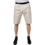 Dolce & Gabbana Beige Cotton Stretch Mid Waist Bermuda Shorts