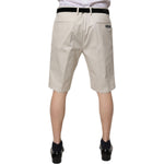 Dolce & Gabbana Beige Cotton Stretch Mid Waist Bermuda Shorts