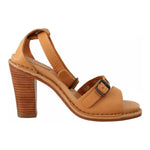 See By Chloé Brown Leather Studded Ankle Strap Sandals Shoes