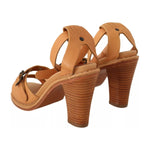 See By Chloé Brown Leather Studded Ankle Strap Sandals Shoes