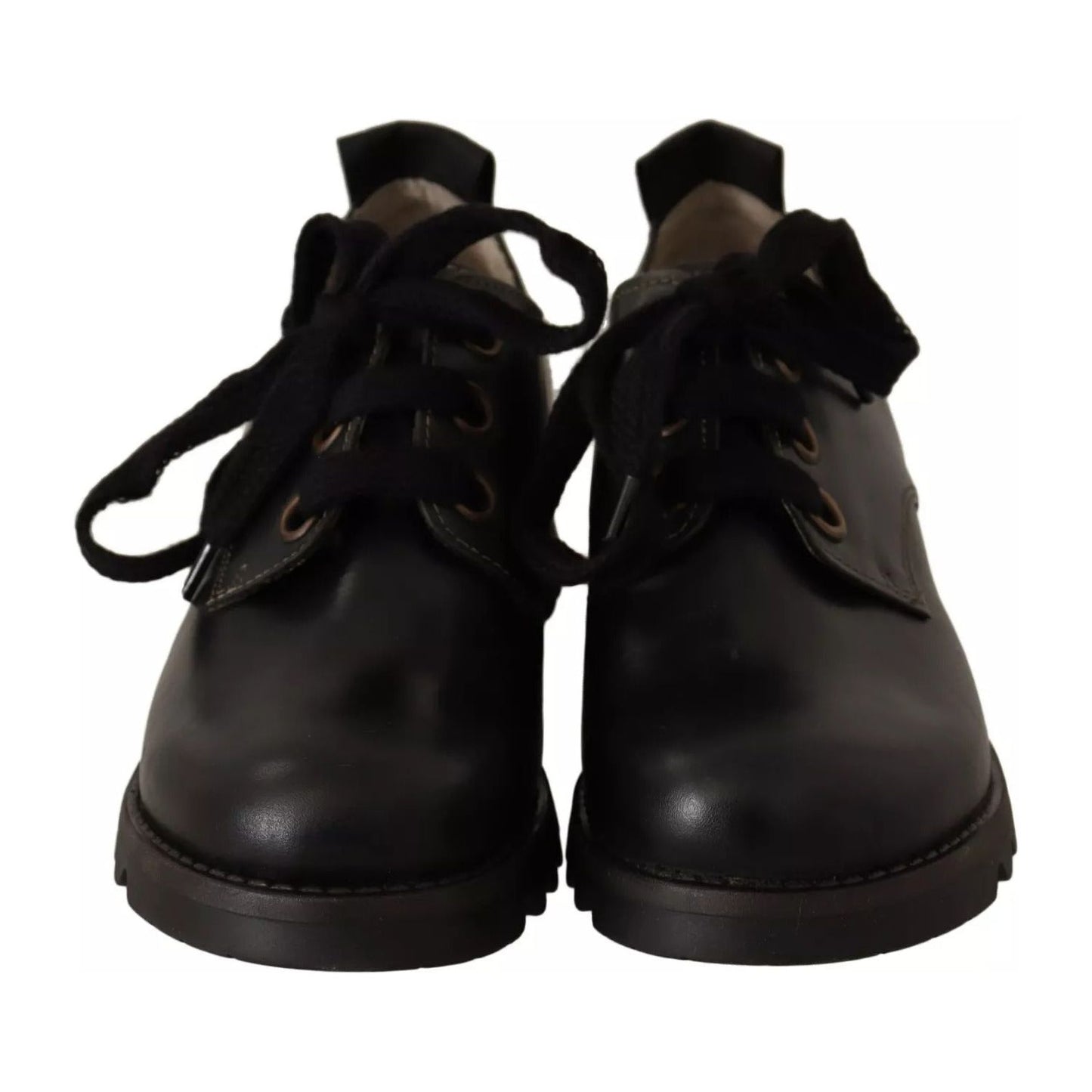 FLY LONDON Black Leather Low Top Lace Up Women Oxford Shoes