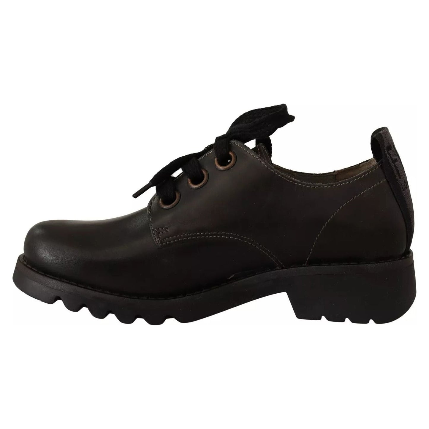 FLY LONDON Black Leather Low Top Lace Up Women Oxford Shoes