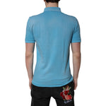 Dolce & Gabbana Blue Cotton Crown Collared Men Polo T-shirt