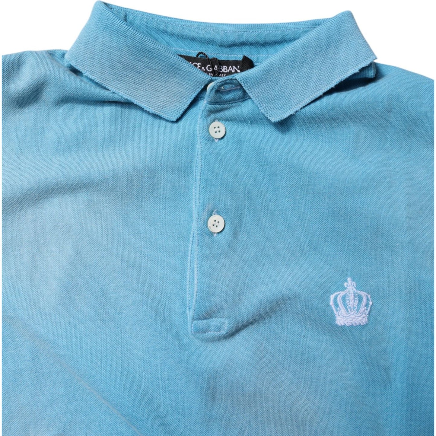 Dolce & Gabbana Blue Cotton Crown Collared Men Polo T-shirt
