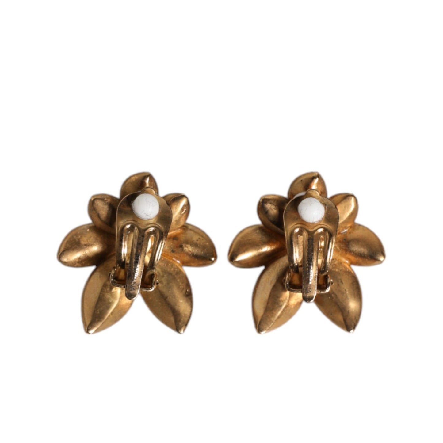 Dolce & Gabbana Gold Brass Purple Flower-Shaped Crystals Clip On Earrings SMY10466