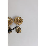 Dolce & Gabbana Purple Flower Pearl Teardrop Crystals Clip On Earrings SMY10471