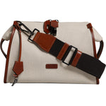 Dolce & Gabbana Beige Brown Cotton Leather Duffle Shoulder Bag