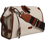 Dolce & Gabbana Beige Brown Cotton Leather Duffle Shoulder Bag