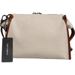 Dolce & Gabbana Beige Brown Cotton Leather Duffle Shoulder Bag