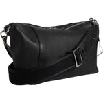 Dolce & Gabbana Black Leather Logo Plaque Shoulder Crossbody Bag