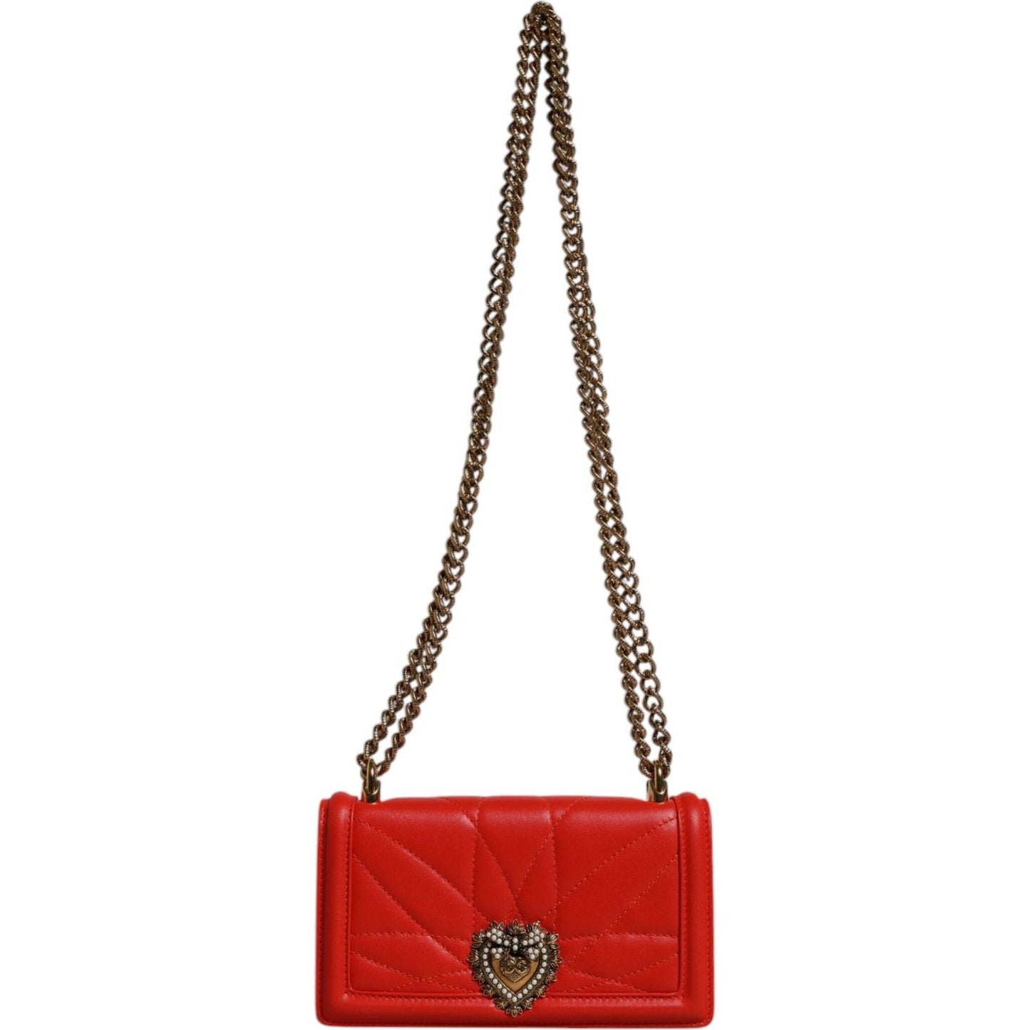 Dolce & Gabbana Red Quilted Devotion Crossbody Chain Phone Cover Bag
