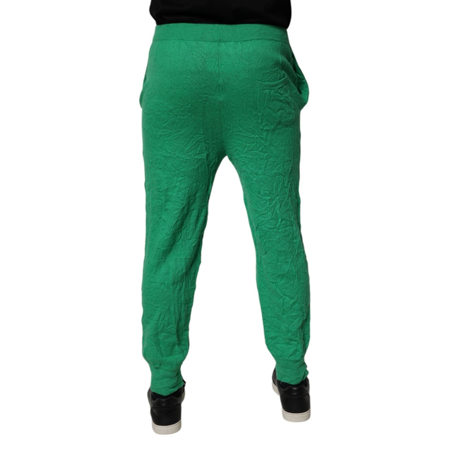 Dsquared² Green Cotton Elastic Waist Men Casual Pants