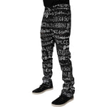 Dolce & Gabbana Black Cotton Logo Print Straight Denim Jeans