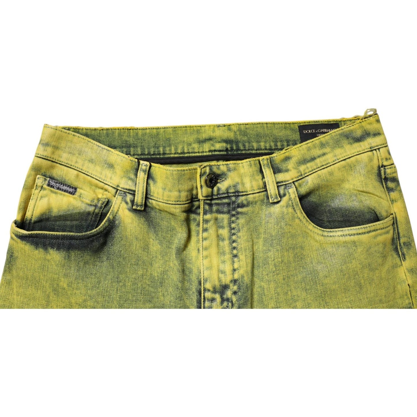 Dolce & Gabbana Yellow Cotton Stretch Skinny Men Denim Jeans