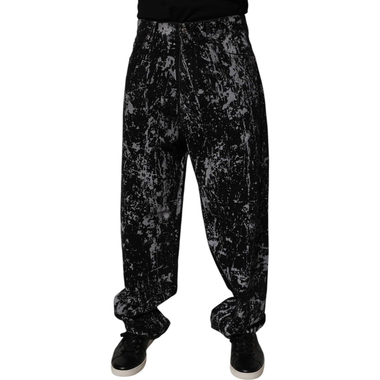 Dolce & Gabbana Black Tie Dye Cotton Straight Men Denim Jeans