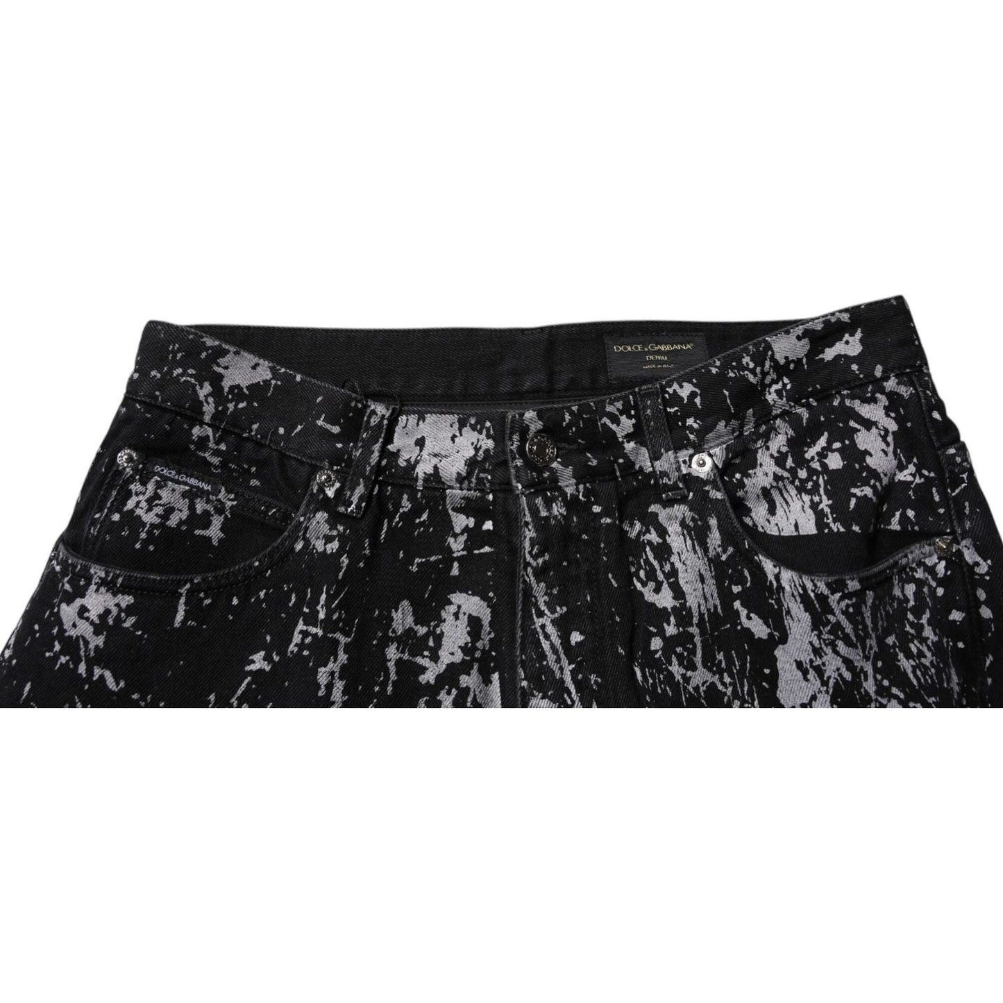 Dolce & Gabbana Black Tie Dye Cotton Straight Men Denim Jeans