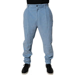Dolce & Gabbana Light Blue Corduroy Cotton Skinny Denim Jeans