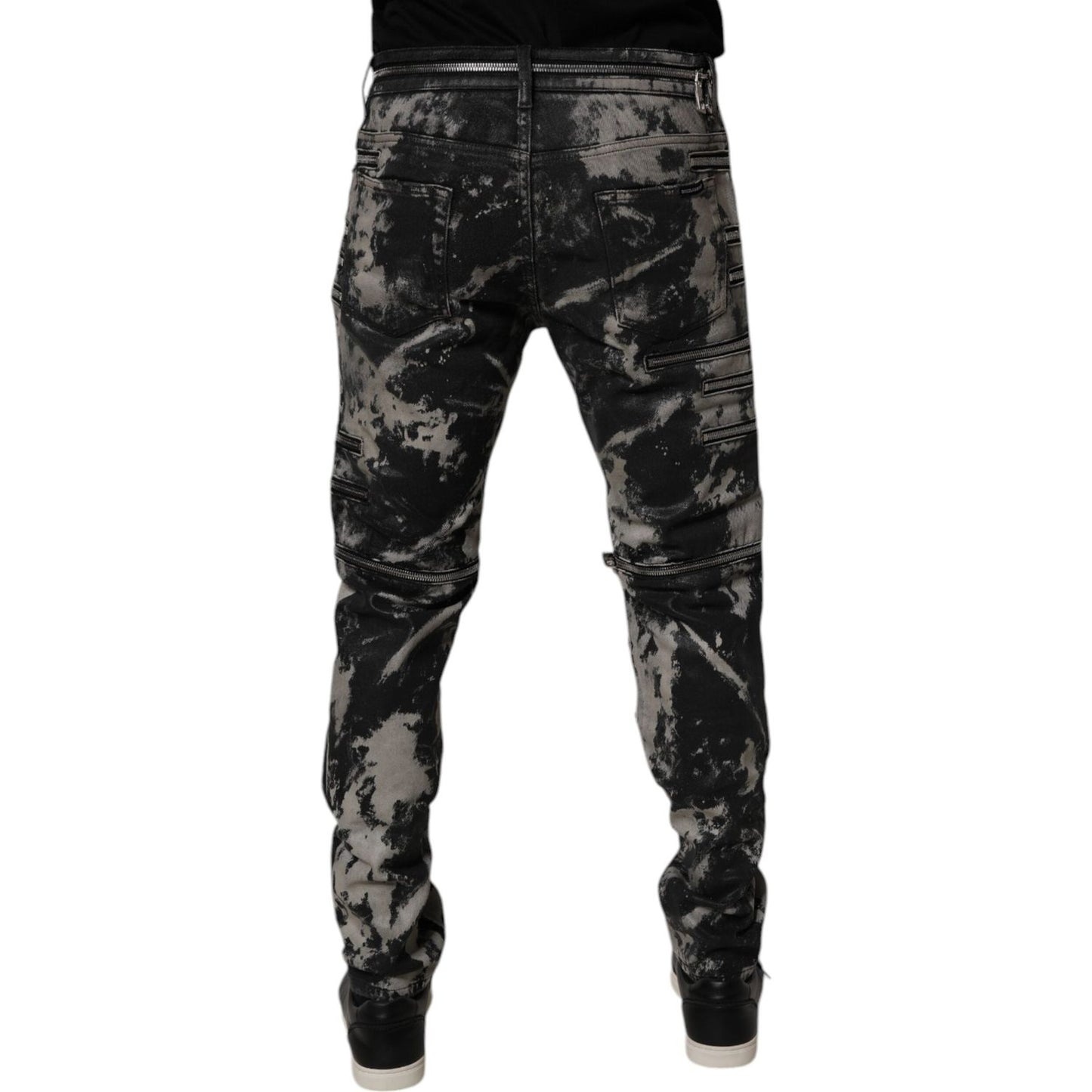 Dolce & Gabbana Black Tie Dye Cotton Skinny Zip Denim Jeans